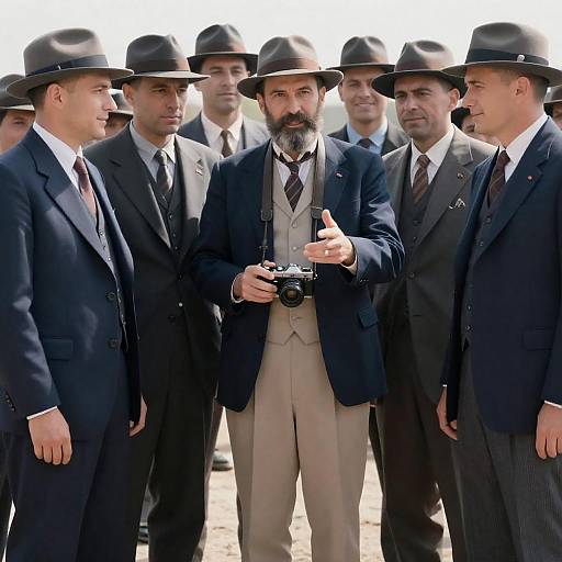 1930s Men in Suits and Hats Crowd