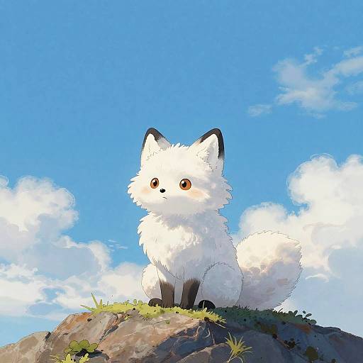 Whimsical Cloud Fox on Mountaintop