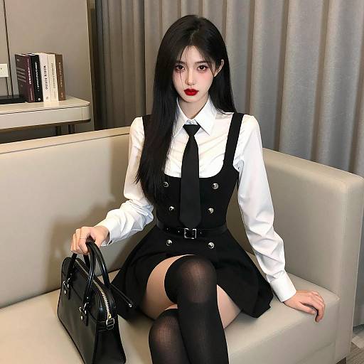 Elegant Young Woman in Stylish Outfit