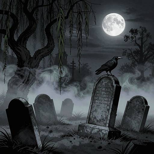 Creepy Graveyard Horror Comic Scene