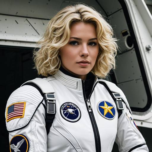 Blonde Female Pilot in White Suit