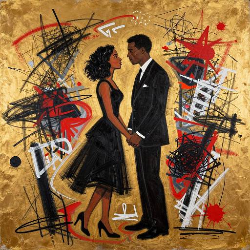Basquiat Style Loving Couple Chaos