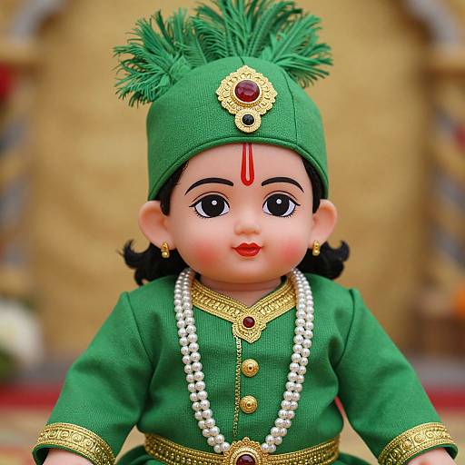 Toddler Krishna Doll in Green Outfit