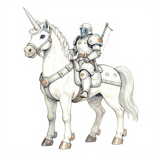 Retro Tech Warrior Unicorn Illustration