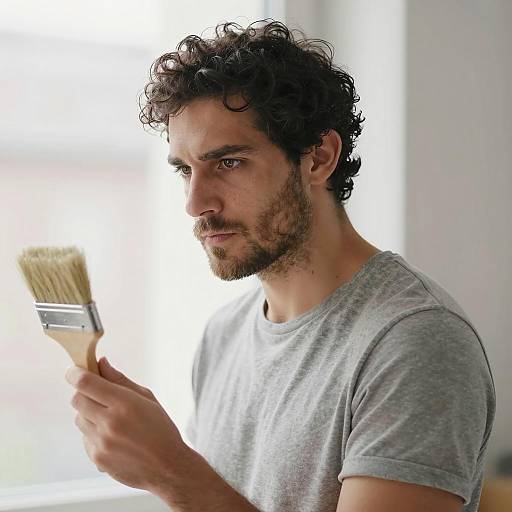 Intense Portrait of a Focused Artist