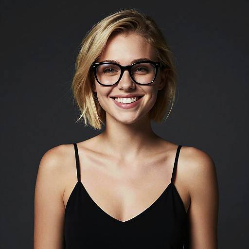 High-Contrast Portrait of Smiling Blonde Woman