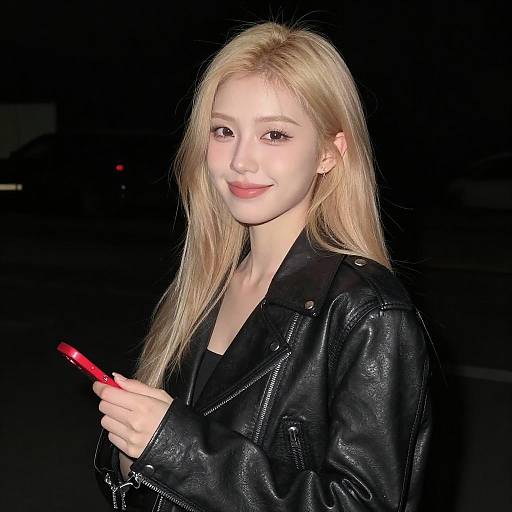 Young Woman in Leather Jacket Portrait