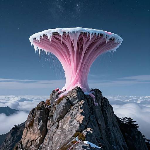 Gelatinous Pink Cascade on Mountain