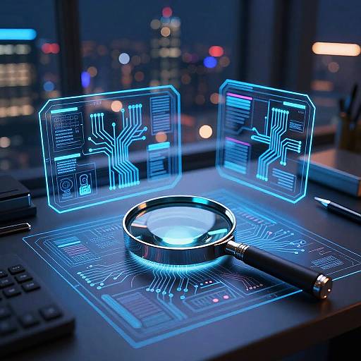 Cyberpunk Magnifying Glass on Desk