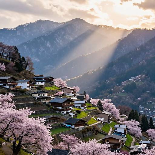 High Mountain Terrace with Cherry Blossoms
