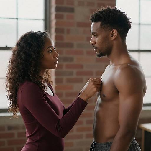 Intimate Moment: Shirtless Man and Woman