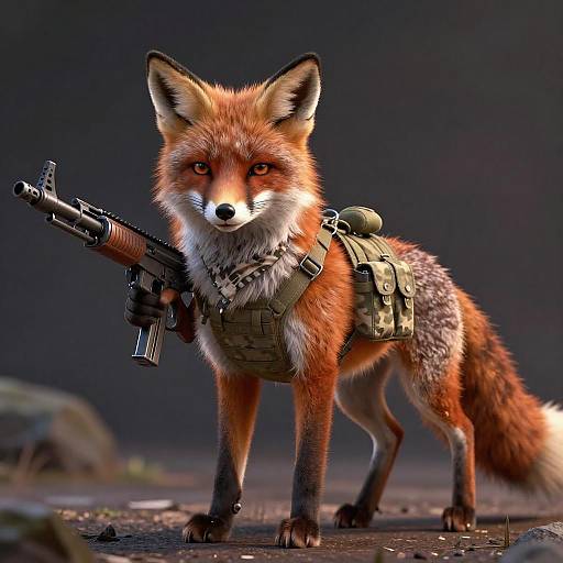 Fiery Fox Soldier with Assault Rifle