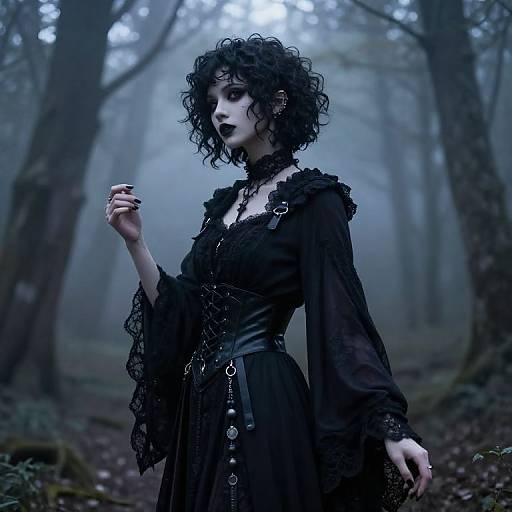 Ethereal Goth in Foggy Forest