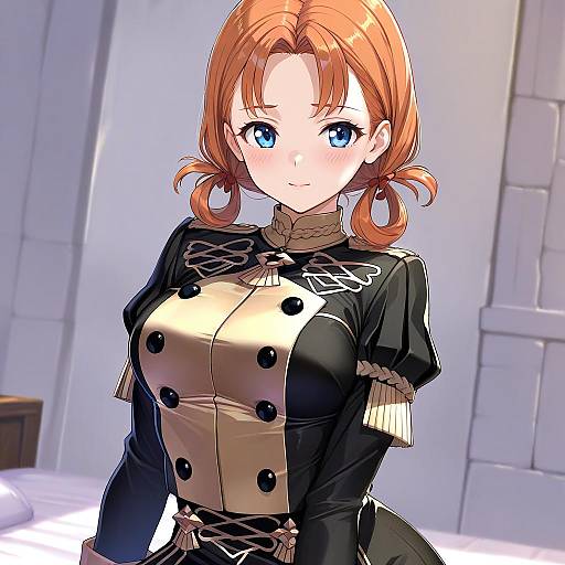 Illustration of Annette fantine dominic, fire emblem in the style of Akasaai