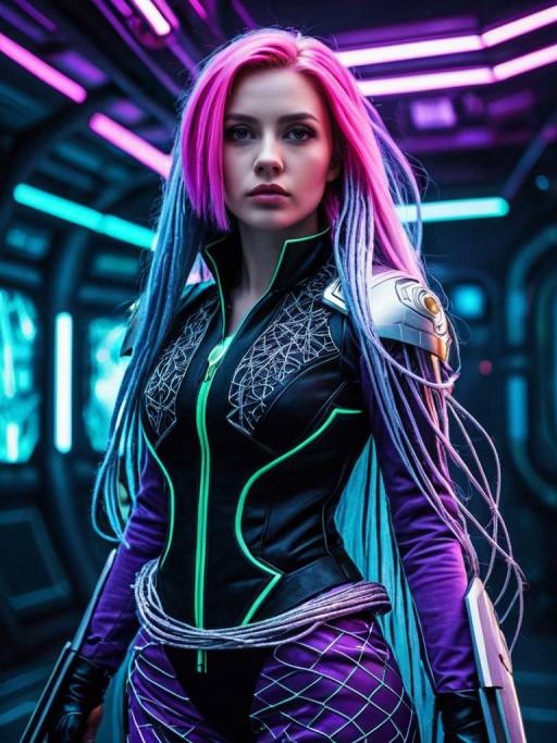 Cyberpunk Woman in Tangled Rapunzel Costume
