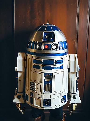 Man Wearing Realistic R2-D2 Cosplay Costume