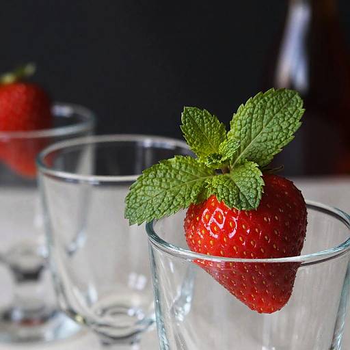Vibrant Strawberry Garnish on Glass