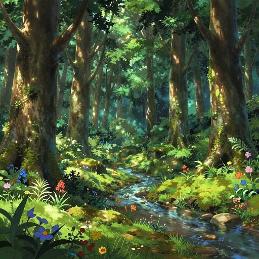 Enchanting Anime Forest Glade Scene