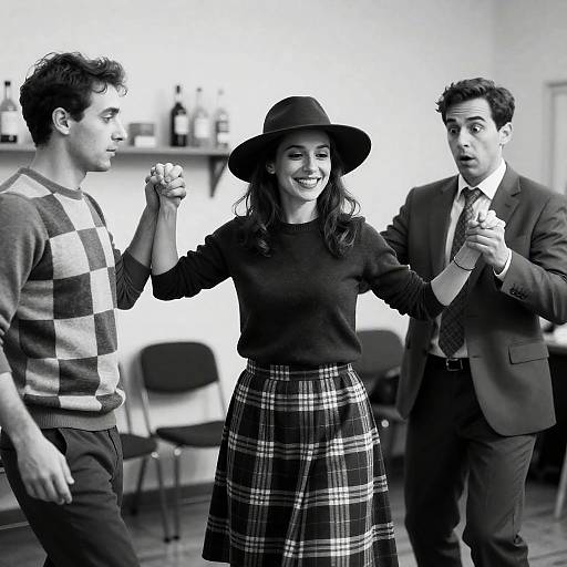 Indoor Dance Party in Black and White