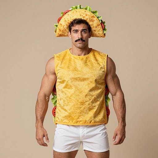 Man in Taco Costume with Mustache