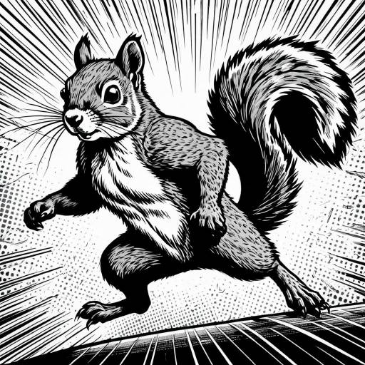Dynamic Comic-Style Squirrel Illustration