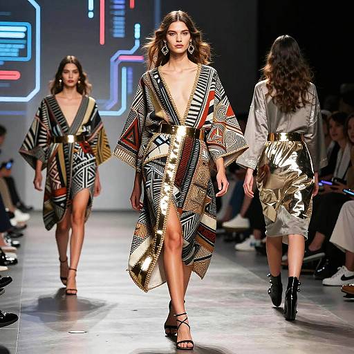 Futuristic Runway with Geometric Fashion
