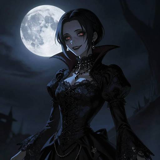 Victorian Moonlight Vampire Girl Portrait
