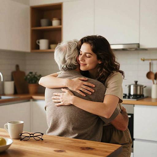 Cozy Kitchen Embrace Between Generations