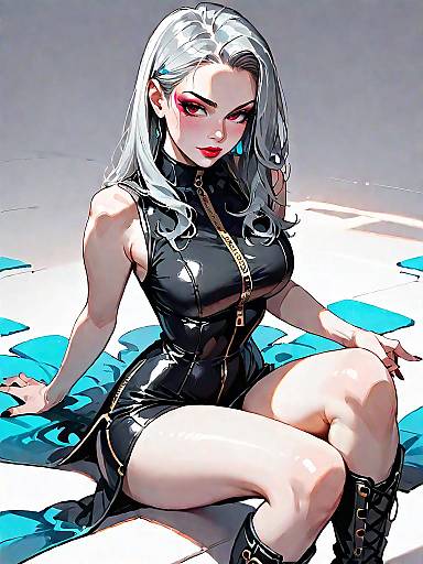 Woman in Black Bodycon Dress and Leather Boots