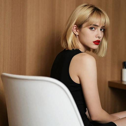 Intense Gaze of a Blonde Woman