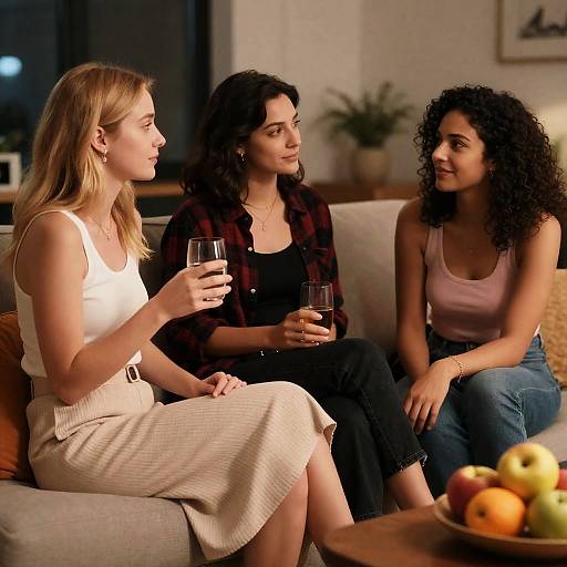 Women Gathering in Cozy Living Room