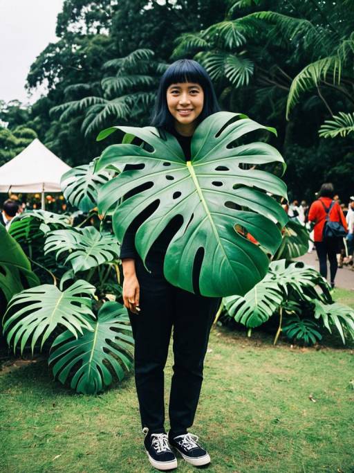 Festive Monstera Plant Cosplay Delight