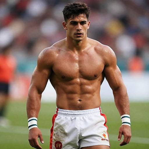 Sweaty Muscular Rugby Player Portrait