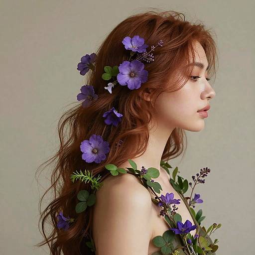 Stylized Woman with Floral Profile