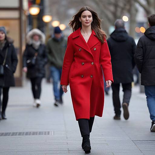 Confident Woman in Red Coat