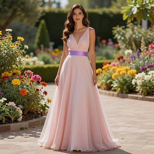 Elegant Woman in Floral Party Gown