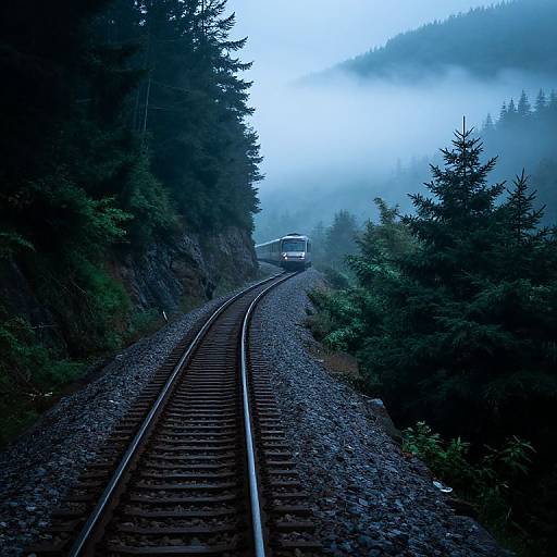Misty Mountain Railroad Track Scene