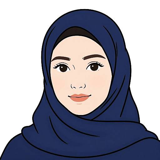 Digital Portrait of Woman in Blue Hijab
