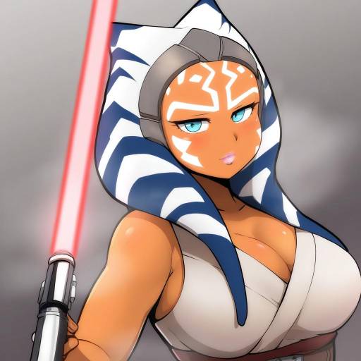 Illustration of Ahsoka tano, star wars in the style of Konoshige (ryuun)