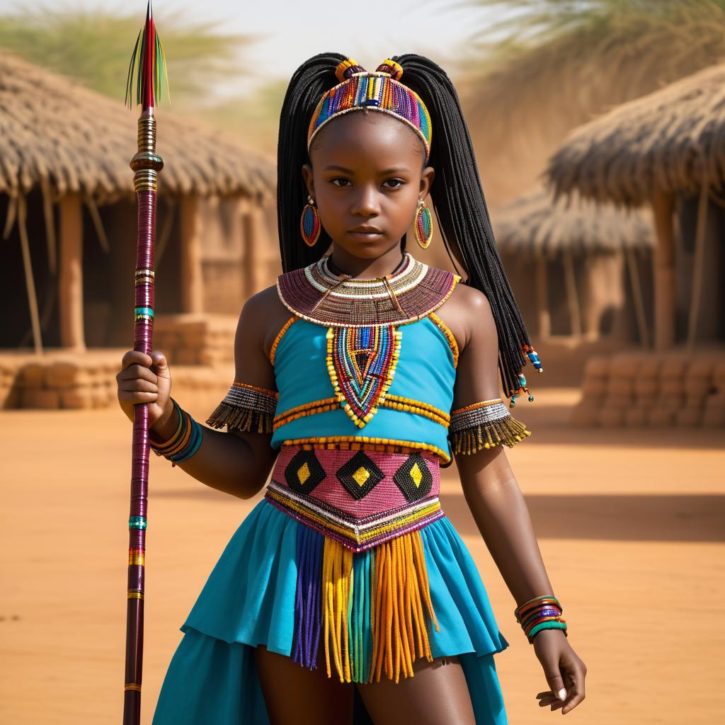 Empowered Young Warrior in Vibrant Attire