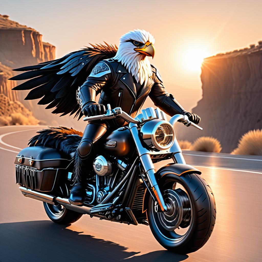 Epic Biker Eagle on Sunset Road