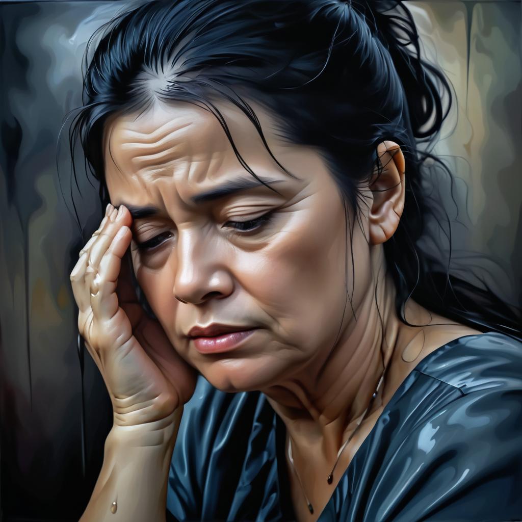 Emotional Oil Painting of a Mourning Mother