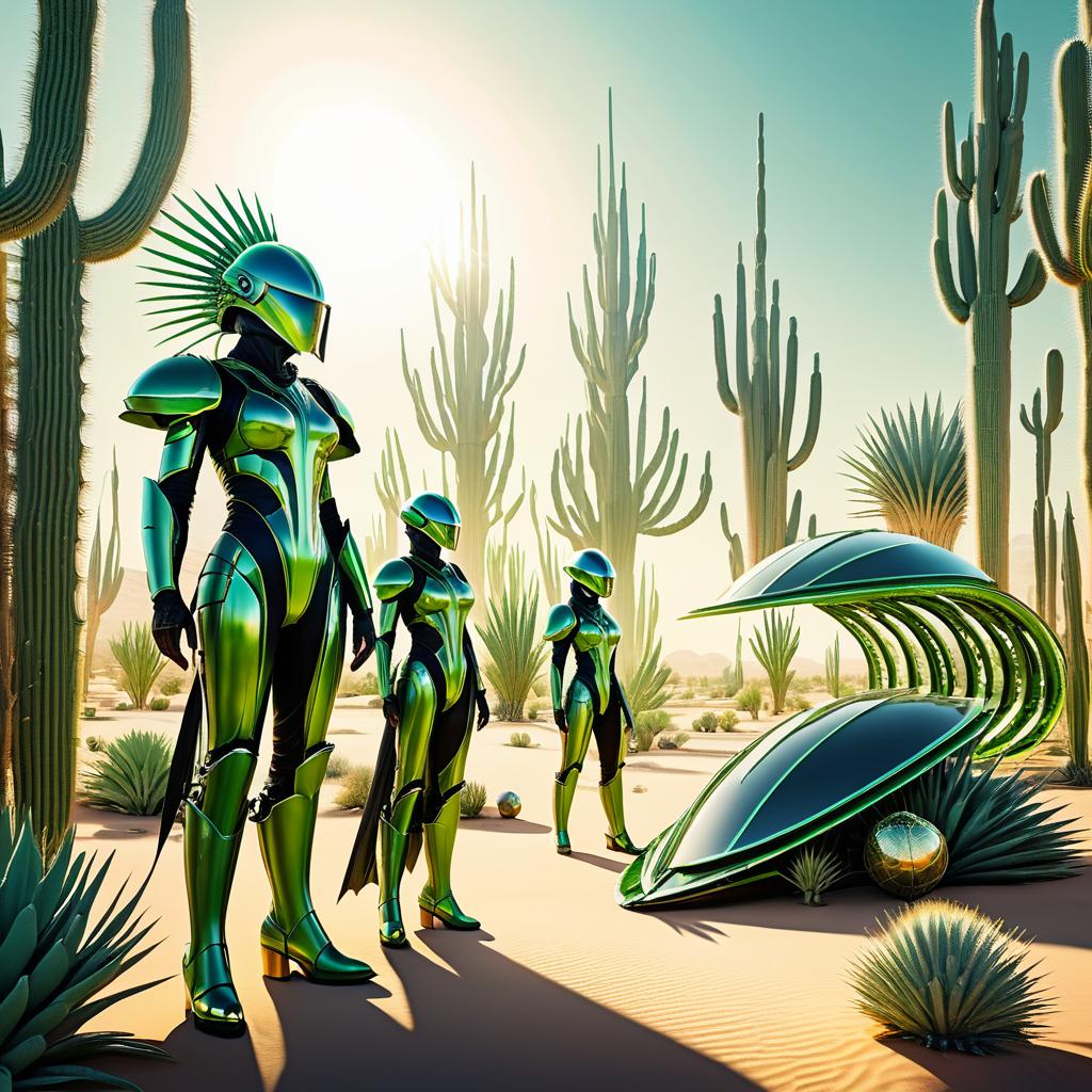 Futuristic Farmers in a Desert Oasis