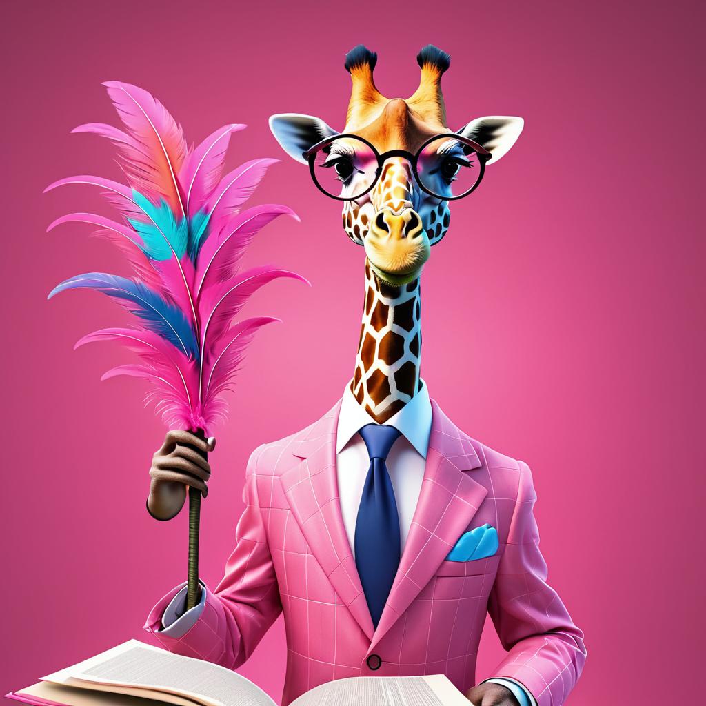 Whimsical Giraffe in Scholarly Attire