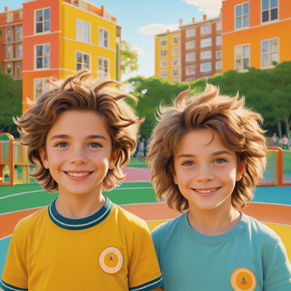 Joyful Portrait of Siblings in Playground