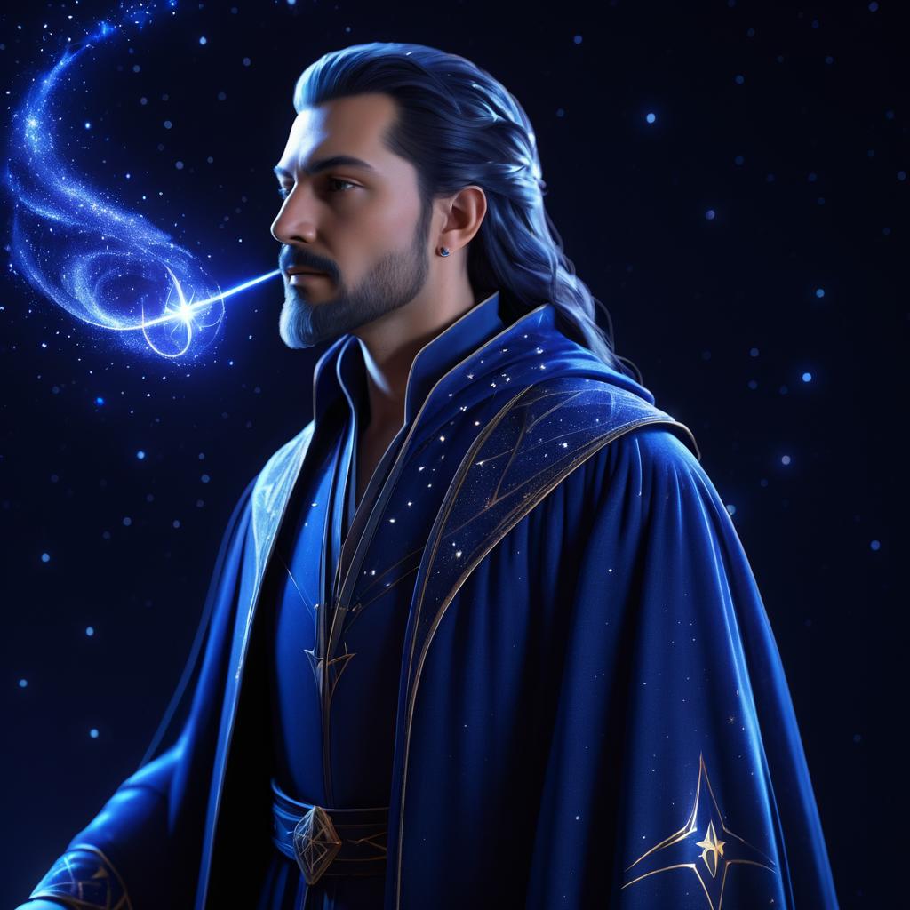 Elegant Profile of a Starry Wizard