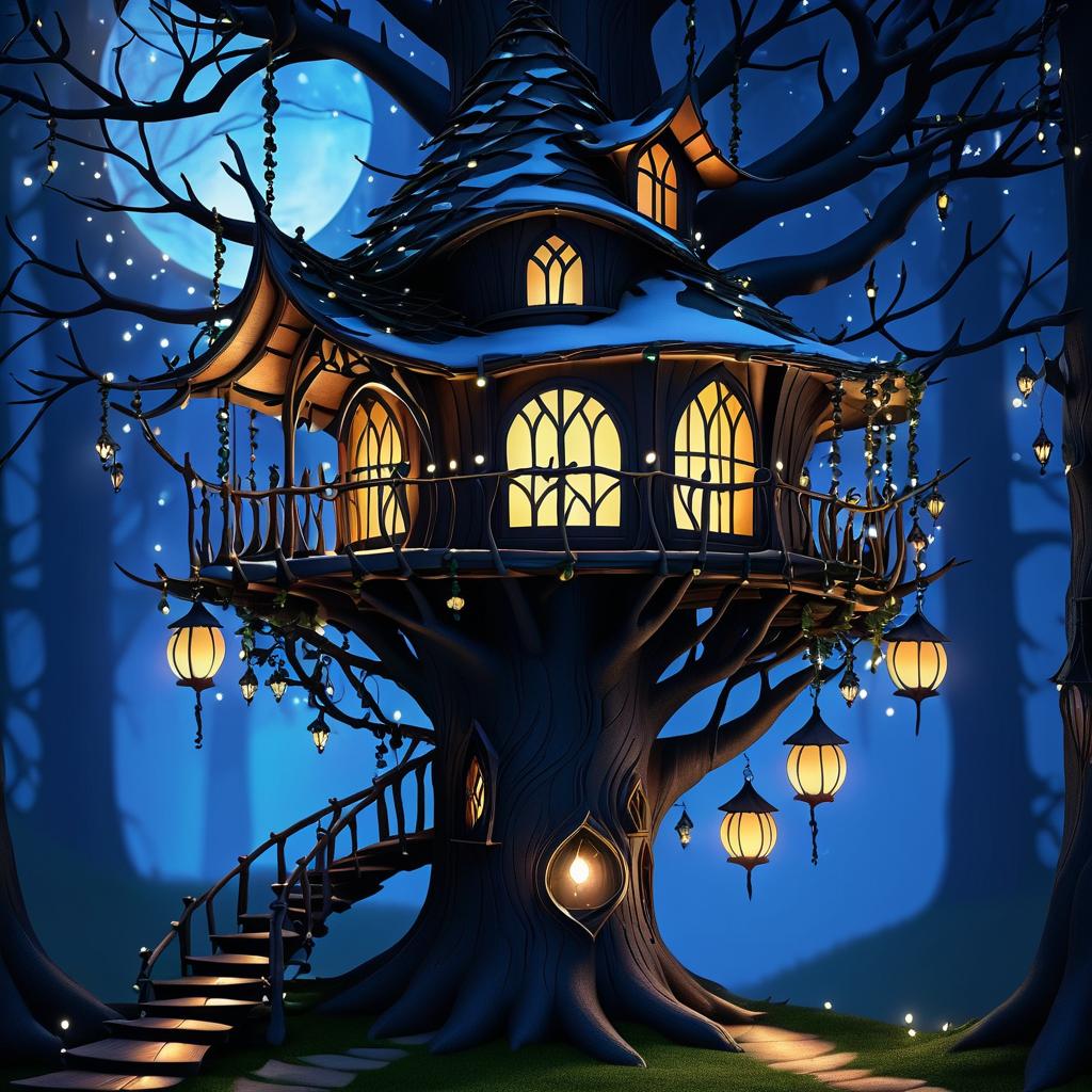 Enchanting Elf Treehouse in Twilight