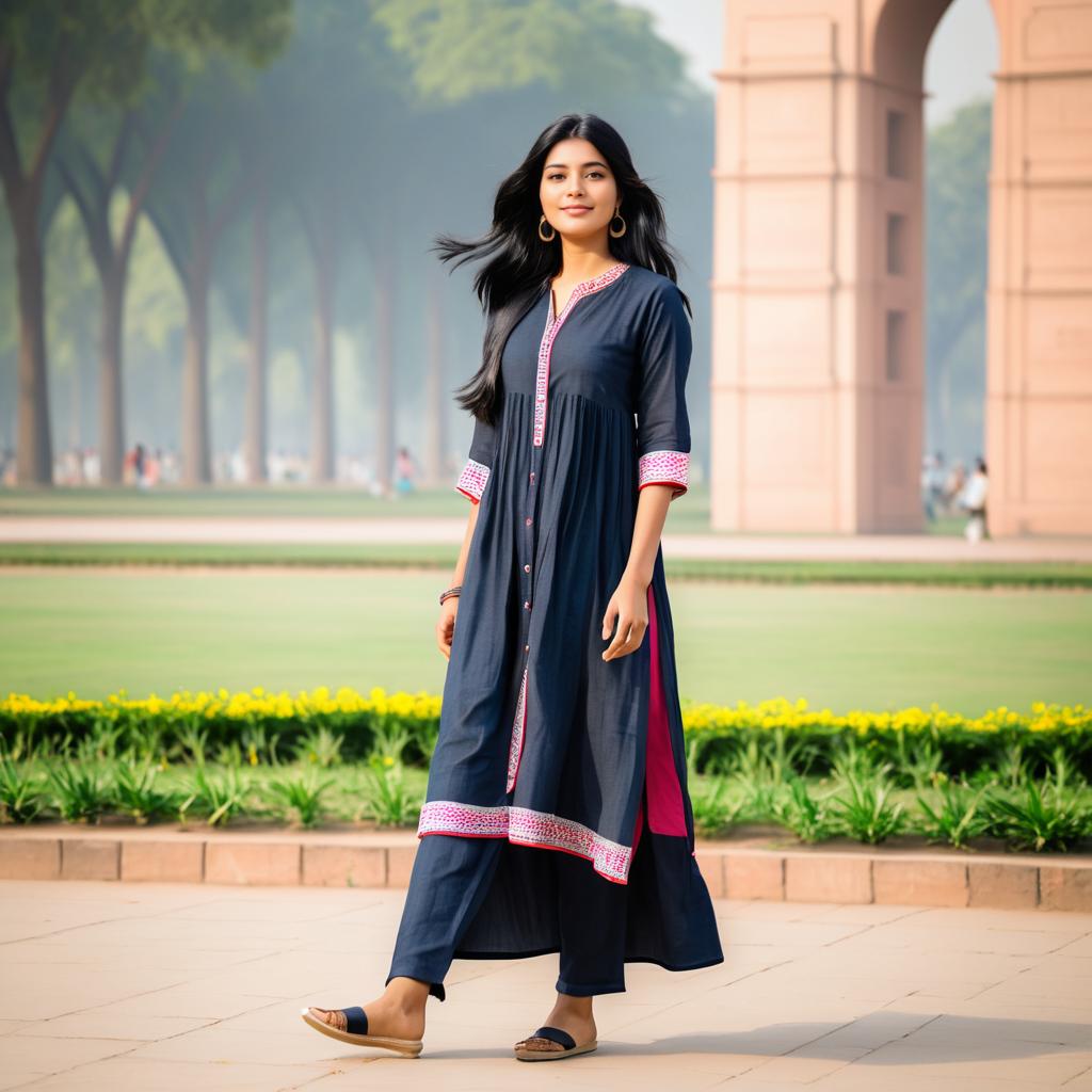 Minimalist Indian Woman at India Gate