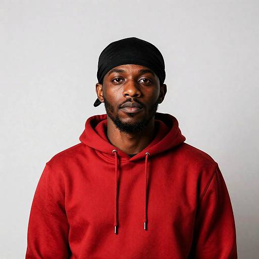 Man in Black Head Scarf and Hoodie