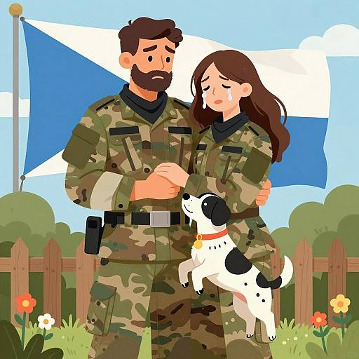 Emotional Military Scene with Dog